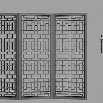 中式镂空屏风3D模型下载